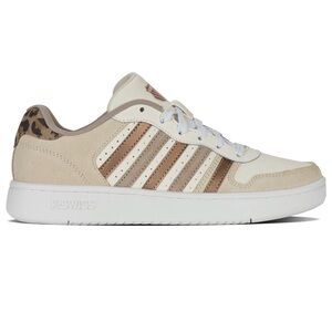 K-Swiss COURT PALISADES Cream & Brown Low-Top Sneaker with Leopard Accent - 8 US